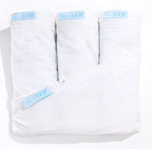 Load image into Gallery viewer, Premium Crib Starter Pack in White: Includes 1 Wraparound Base + 3 Zip-On Sheets